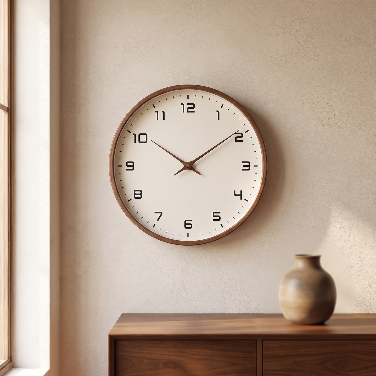 Nordic Wall Clock in Dark Wood