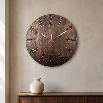 Noble Modern Wall Clock in Bronze and Gold