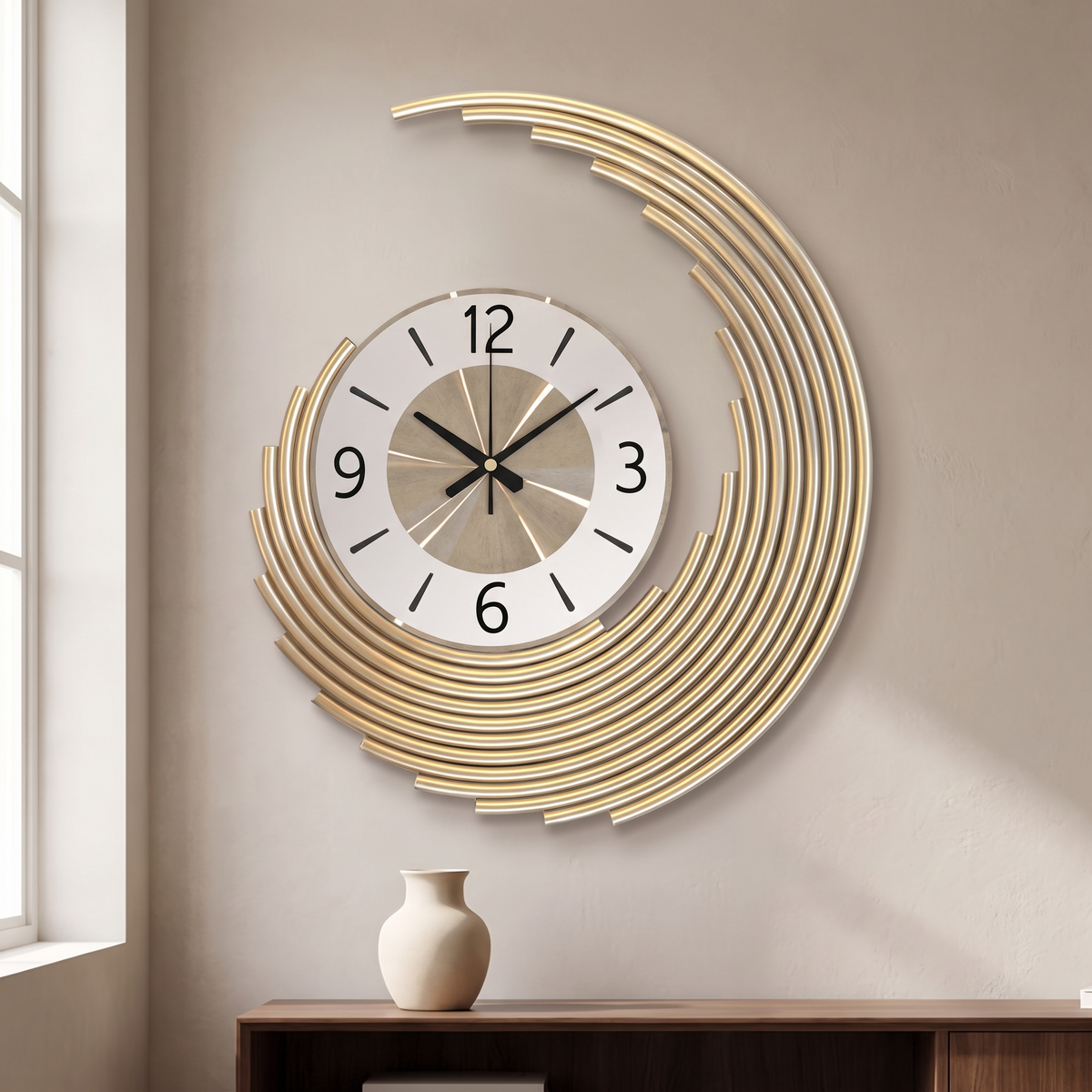 Modern 3D Metal Wall Clock in 46 x 39 cm
