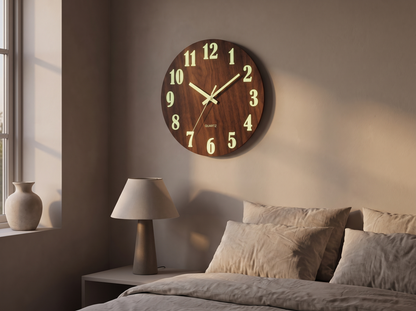 Walnut Luminous Wall Clock