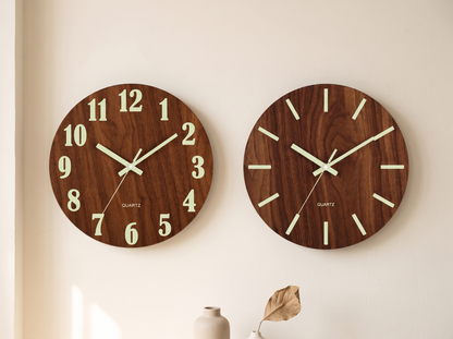 Walnut Luminous Wall Clock
