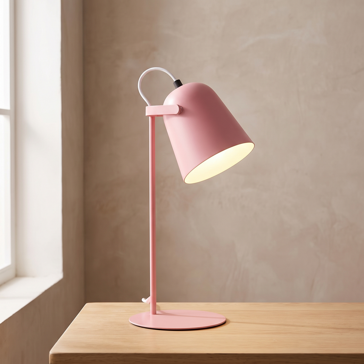 Nordic Metal LED Desk Lamp in Pink