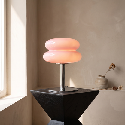 Italian Designer Glass Table Lamp in Pink