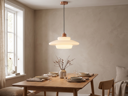 White Glass Pendant Light: Over The Table Or The Bedside