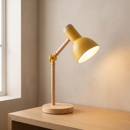 Nordic Wooden Desk Lamp in Yellow