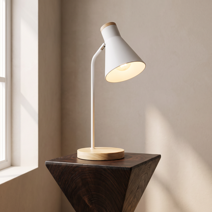 Nordic Wooden Desk Lamp in White