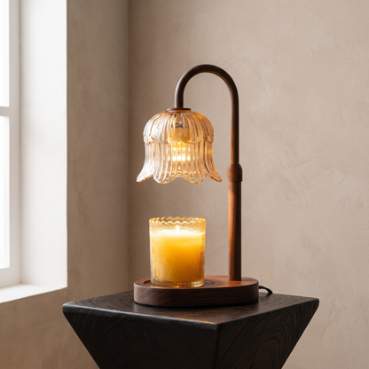 Candle Warmer Lamp in Walnut