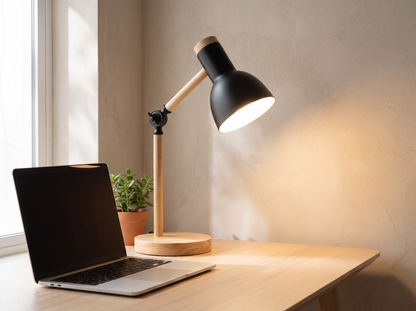 Nordic Wooden Desk Lamp: Three Whites From One Bulb