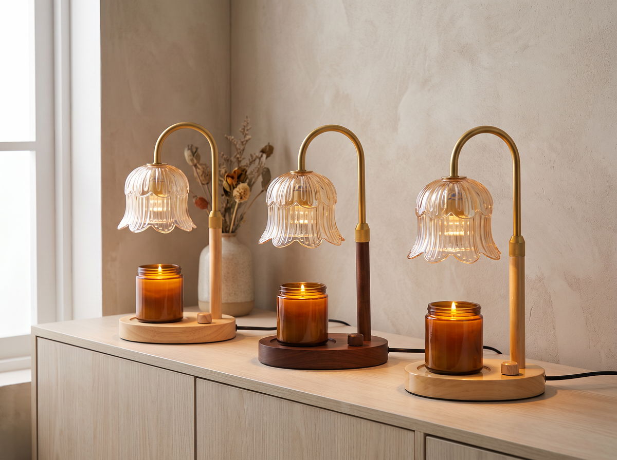 Candle Warmer Lamp: Three Wood Finishes