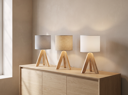 Nordic Wooden Tripod Table Lamp: Ready Out Of The Box