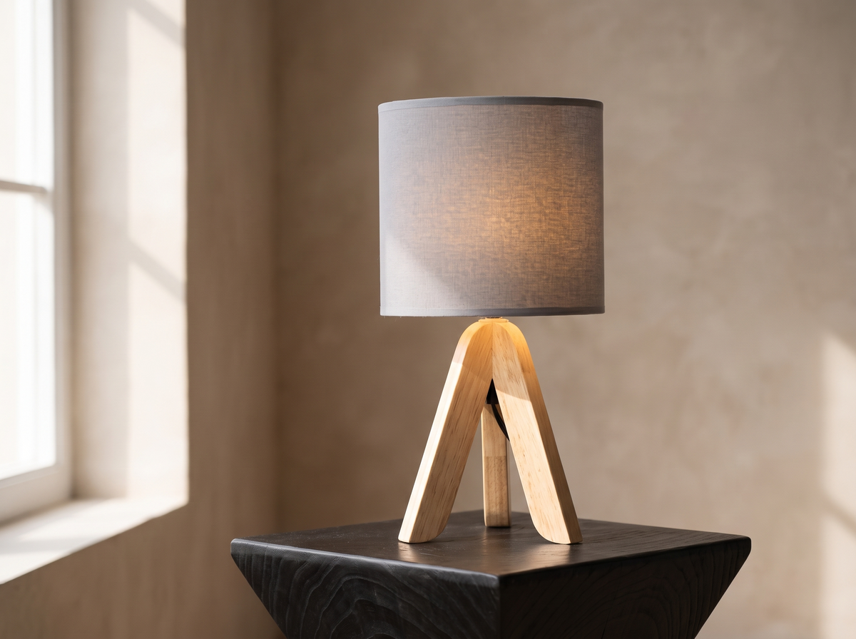 Nordic Wooden Tripod Table Lamp: A Small Tripod With Soft Light