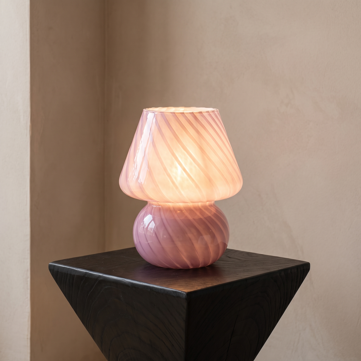 Murano-Style Glass Mushroom Lamp in Purple