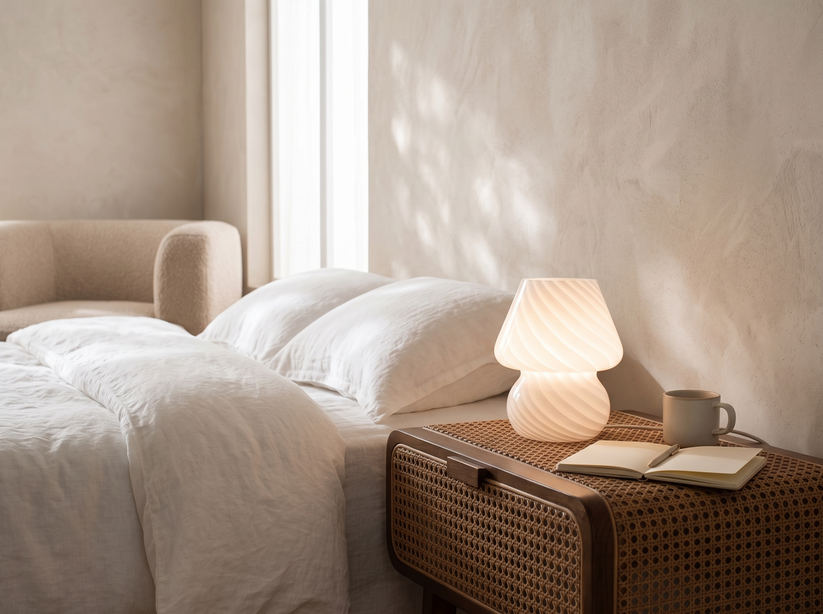 Murano-Style Glass Mushroom Lamp: Small Enough For A Shelf