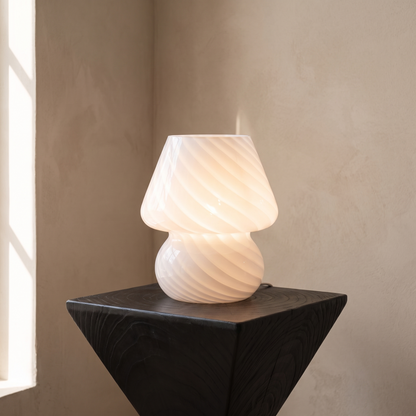 Murano-Style Glass Mushroom Lamp in White