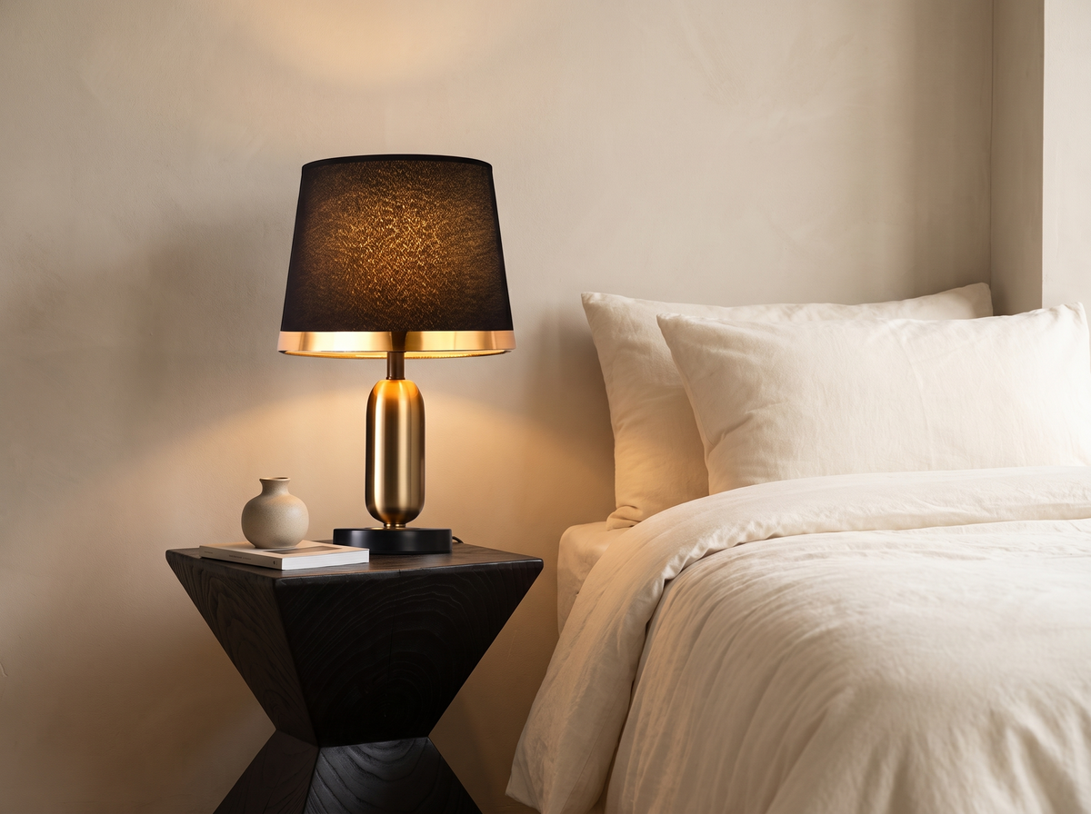 Vintage Black and Gold Table Lamp: Tap For The Tone You Want