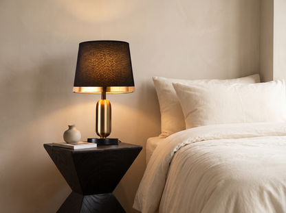 Vintage Black and Gold Table Lamp: Tap For The Tone You Want