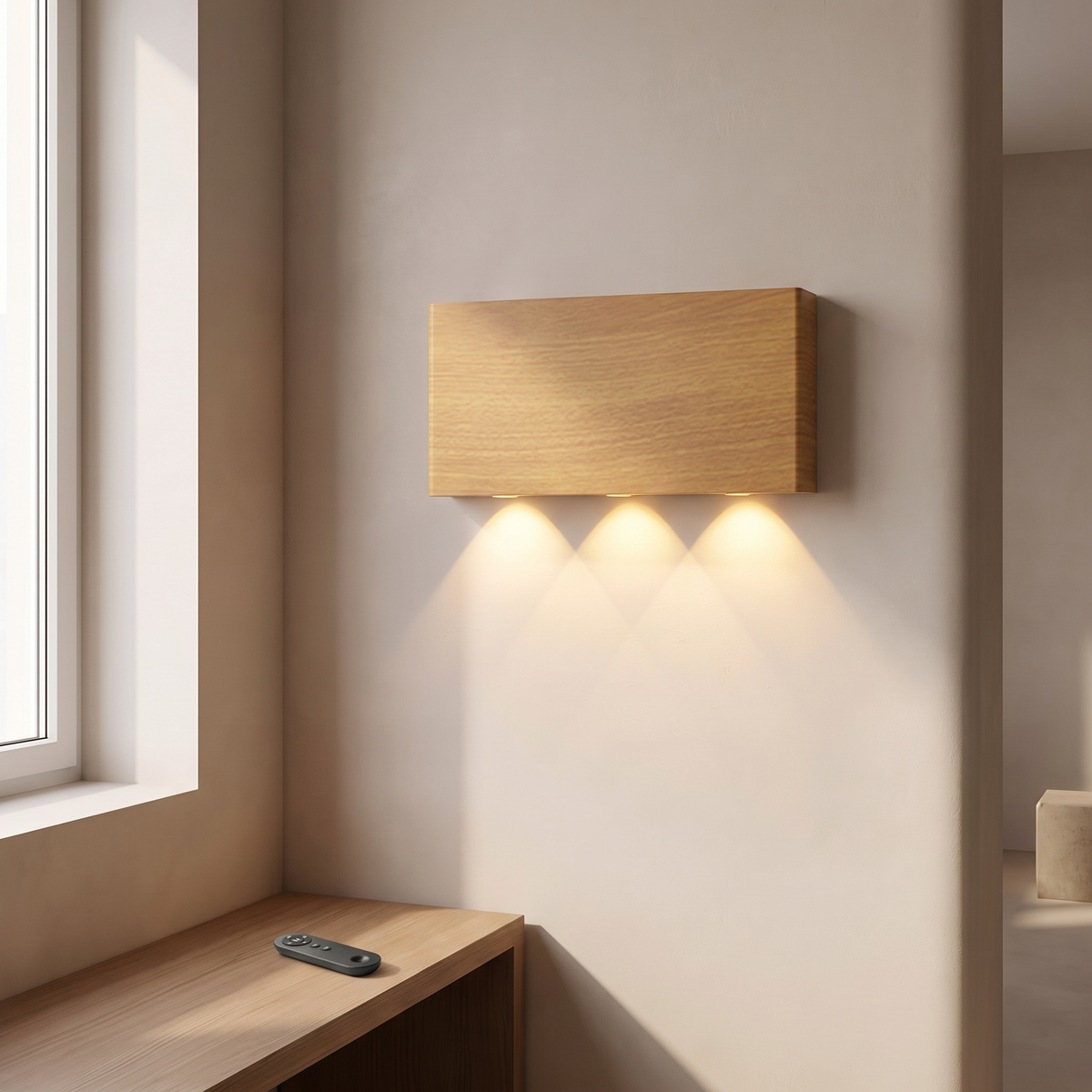 LumiBlock Rechargeable Wall Lamp in Wood