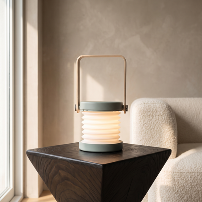 Creative Wooden Handle Portable Lantern in Grey