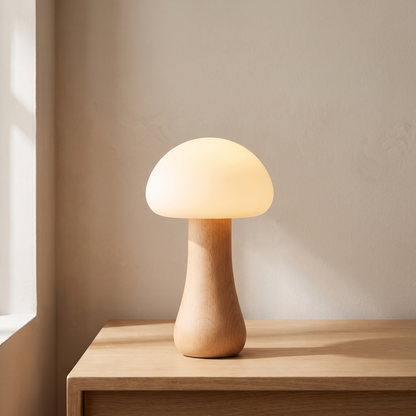 Portobello Mushroom Lamp in Beech