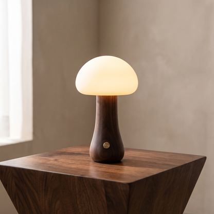 Portobello Mushroom Lamp in Walnut