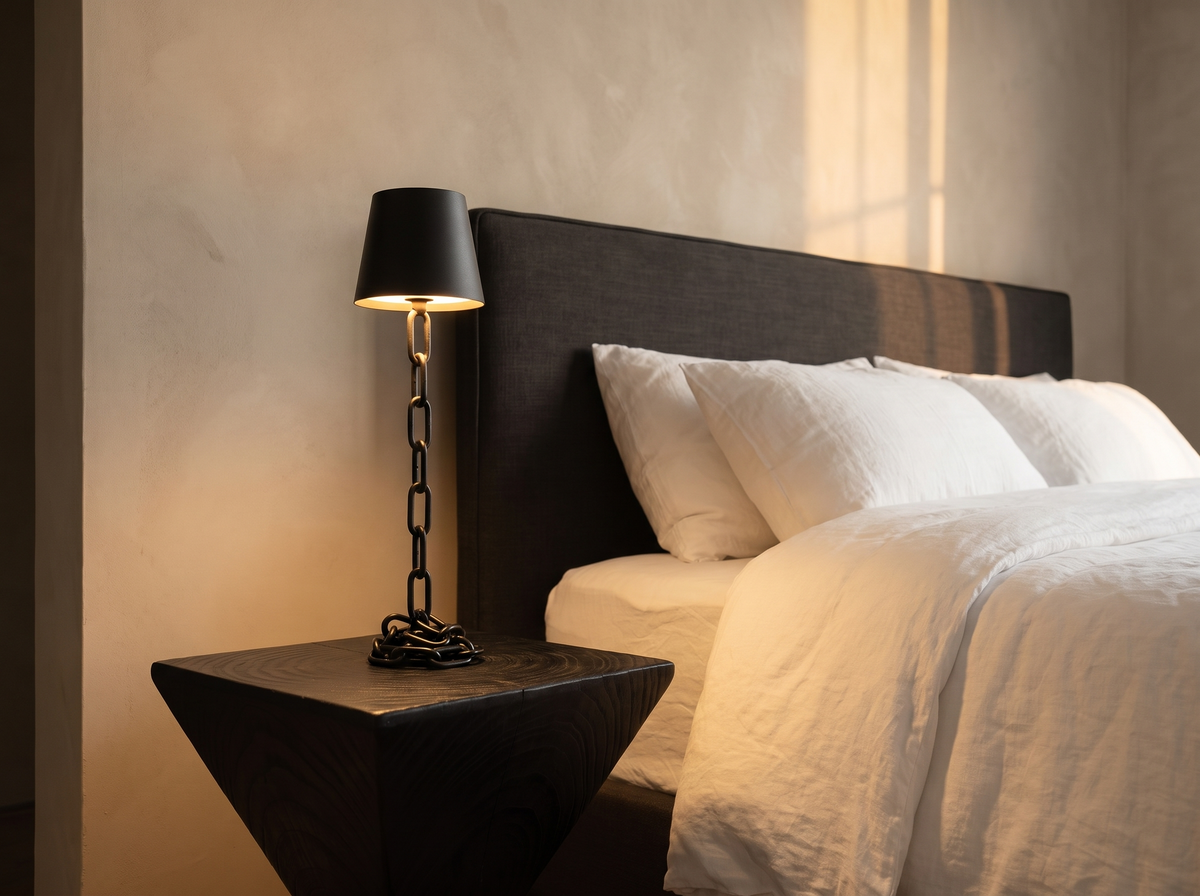 Modern Chain-Link Table Lamp: Three Whites At A Touch