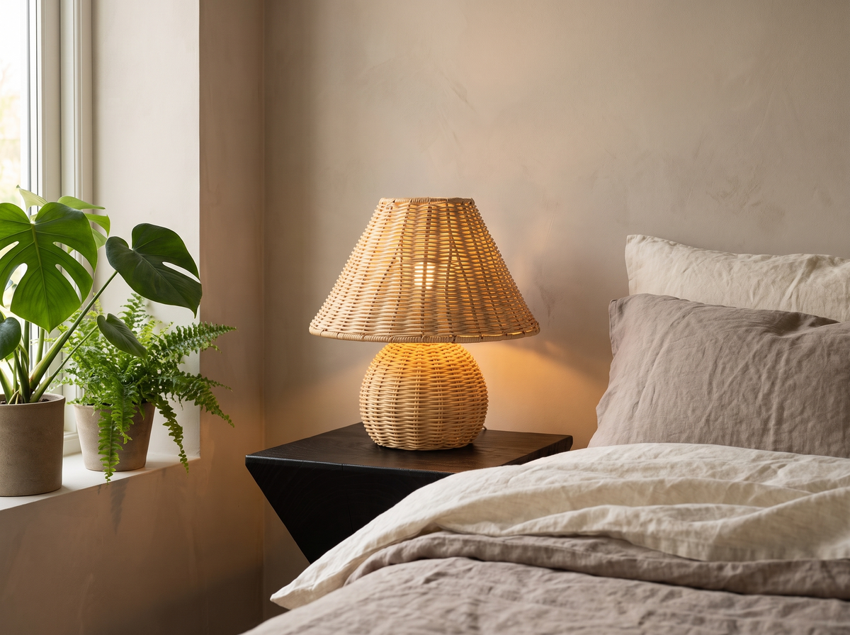 Bamboo Woven Desk Lamp: Bohemian, Not Bulky