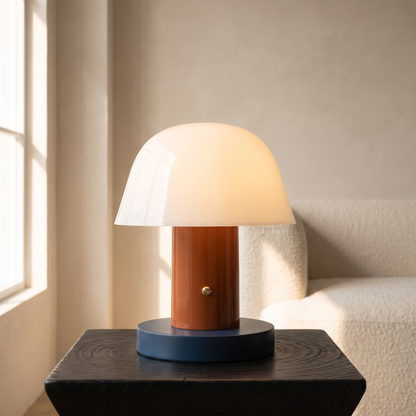 Mushroom Table Lamp in Orange Blue