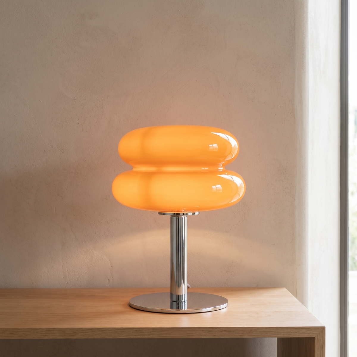 Italian Designer Glass Table Lamp in Orange