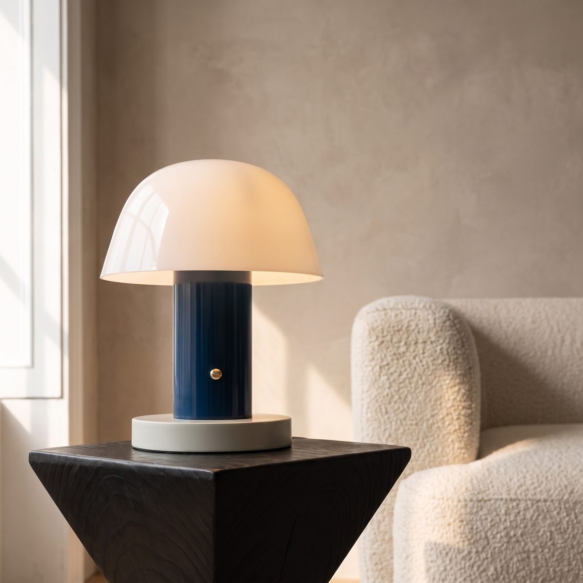 Mushroom Table Lamp in Blue Grey