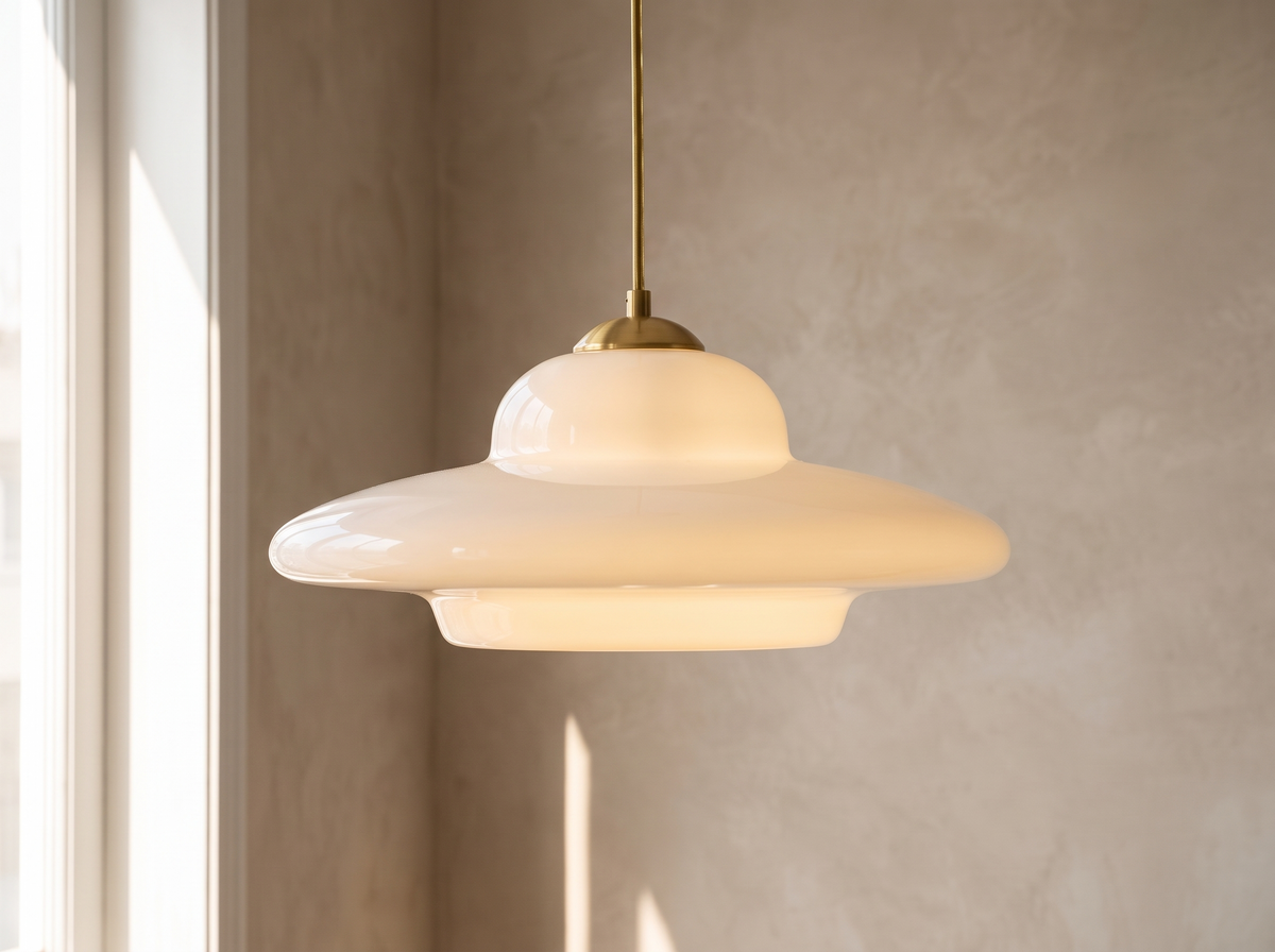 White Glass Pendant Light: Layered White Glass