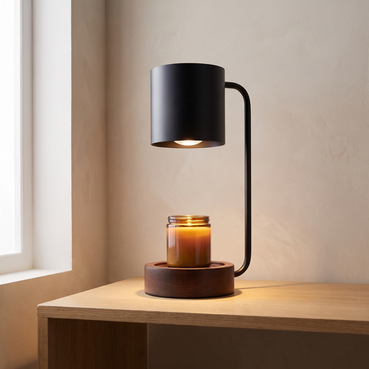Japanese Minimalist Candle Warmer Lamp: Walnut Or White