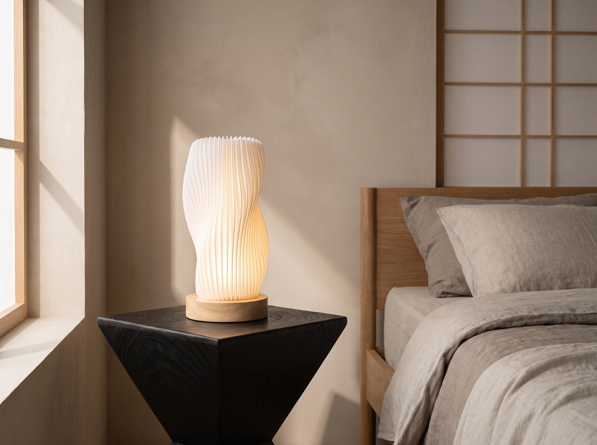 Modern LED Swirl Table Lamp: Three Whites At A Touch