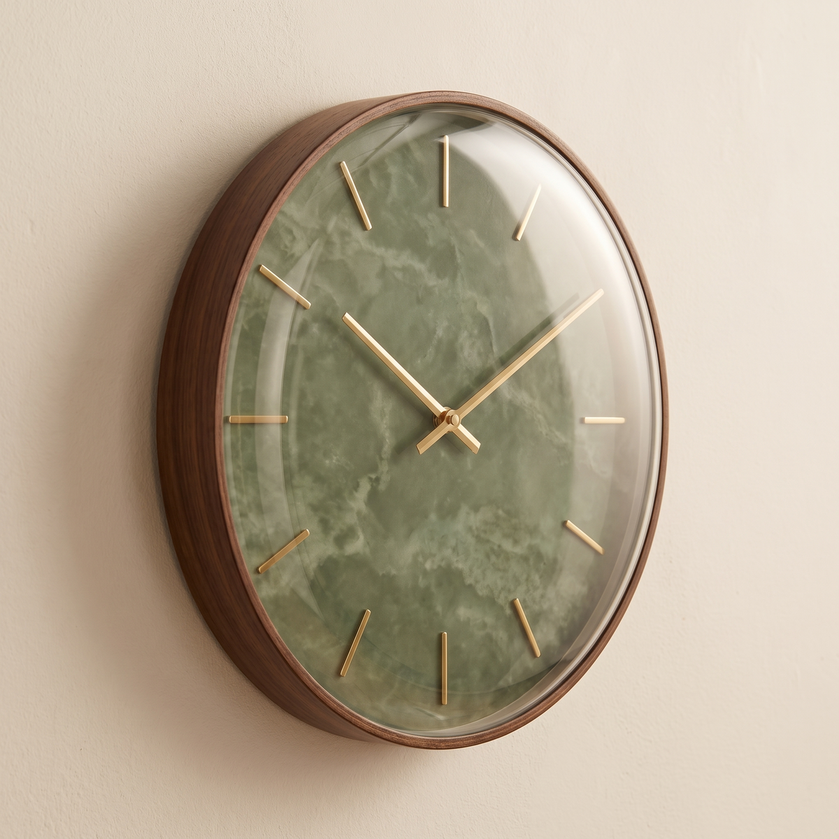 Marlow Wall Clock angled detail view of domed glass