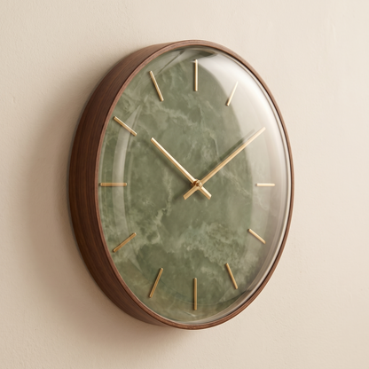 Marlow Wall Clock angled detail view of domed glass