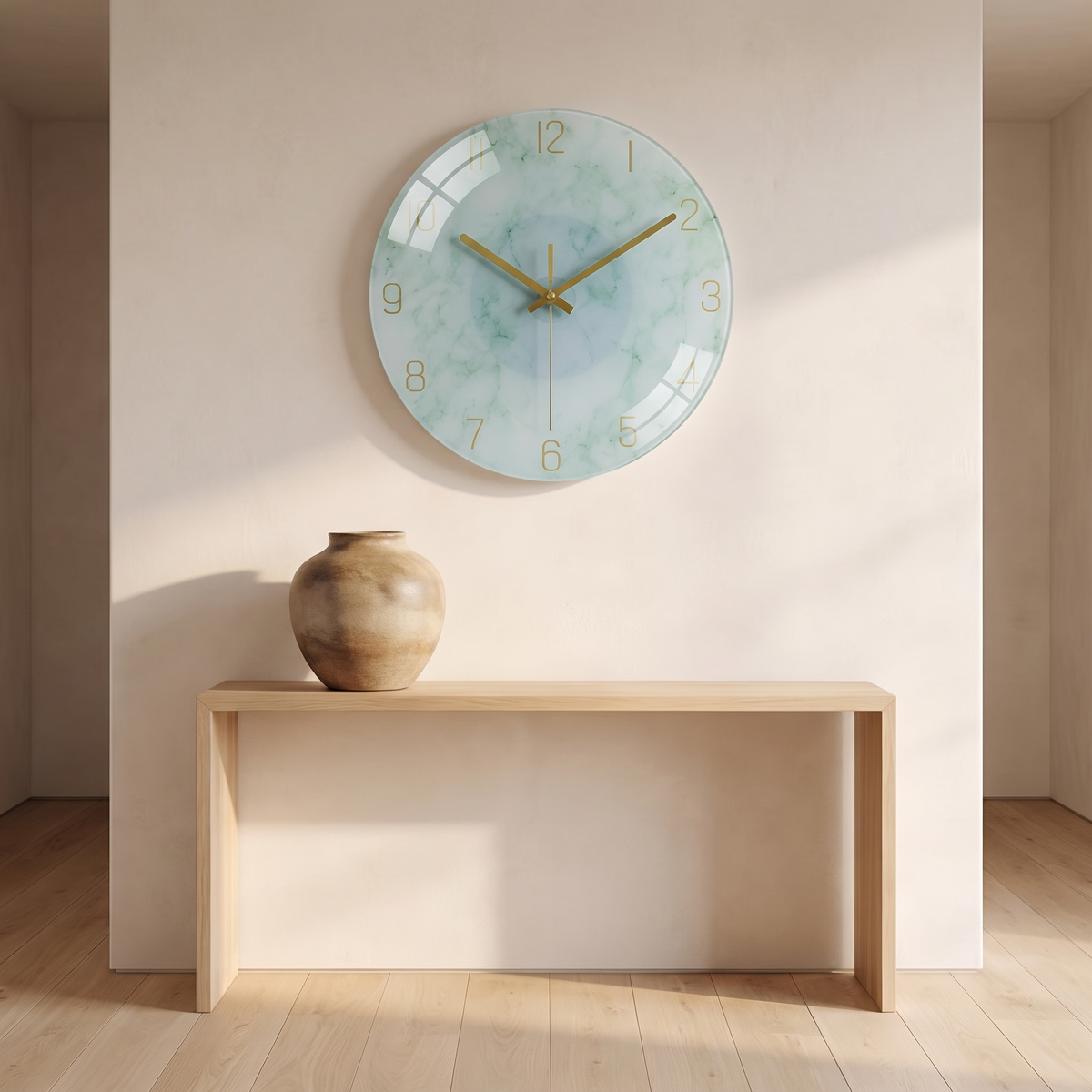 Marlow Wall Clock above a console table