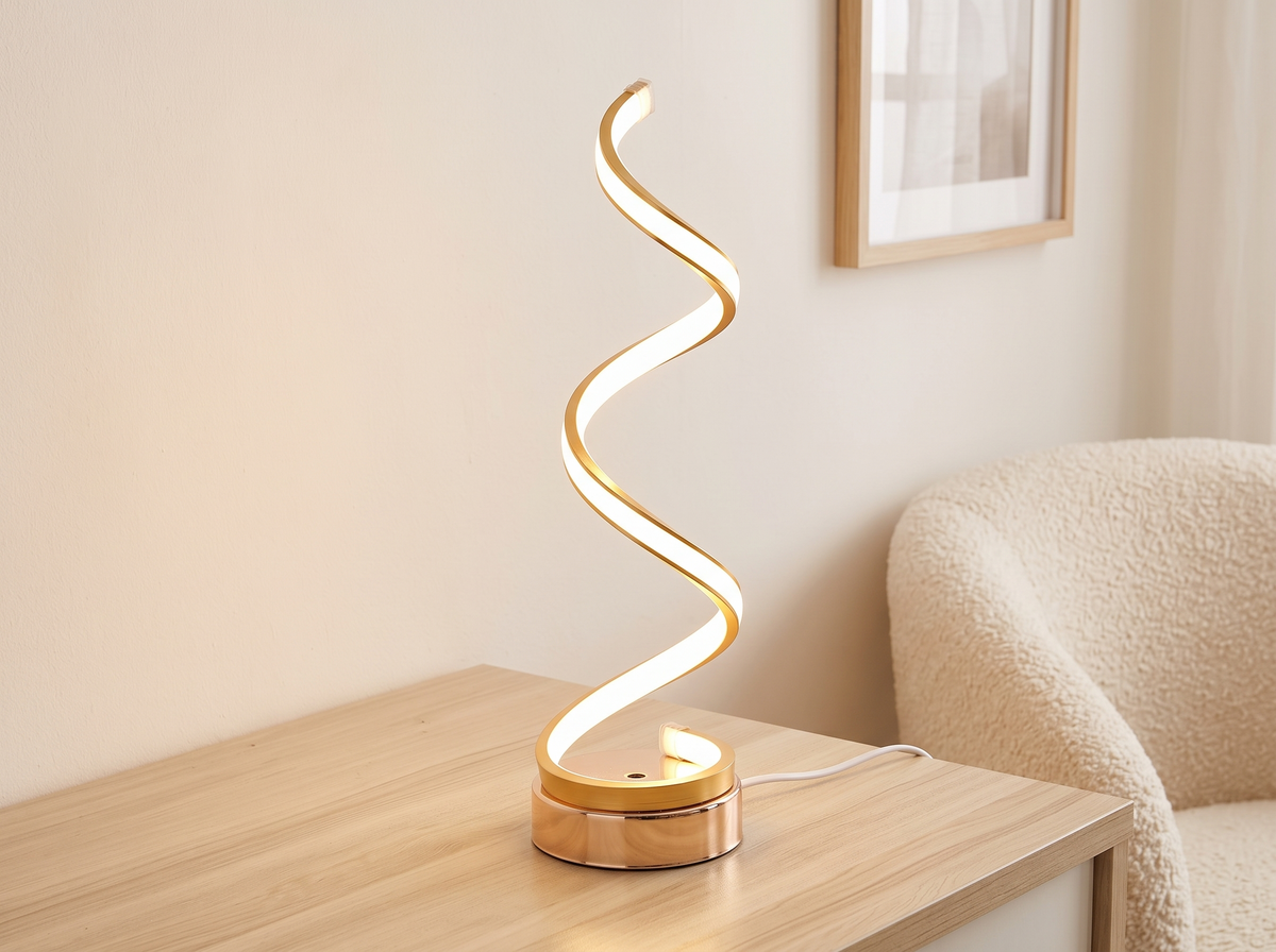 Sable Spiral Table Lamp styled in a room