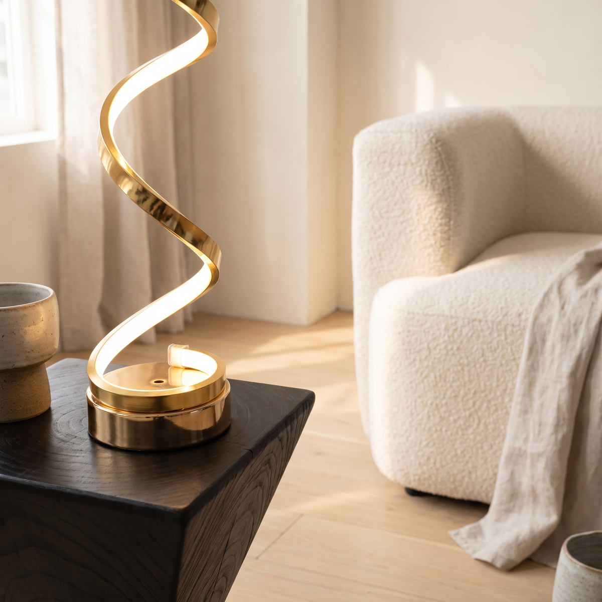 Sable Spiral Table Lamp in a styled interior