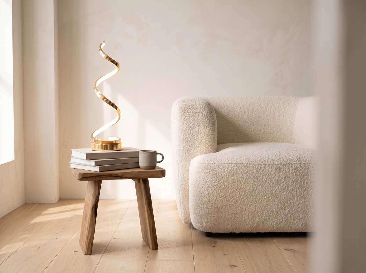 Sable Spiral Table Lamp styled in a room
