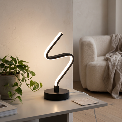 Torin Iron Spiral Bedside Lamp in a styled interior