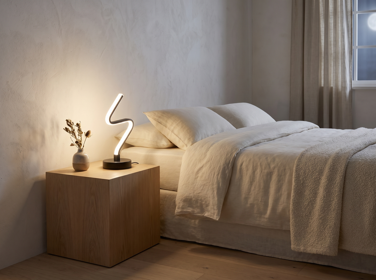 Torin Iron Spiral Bedside Lamp styled in a room
