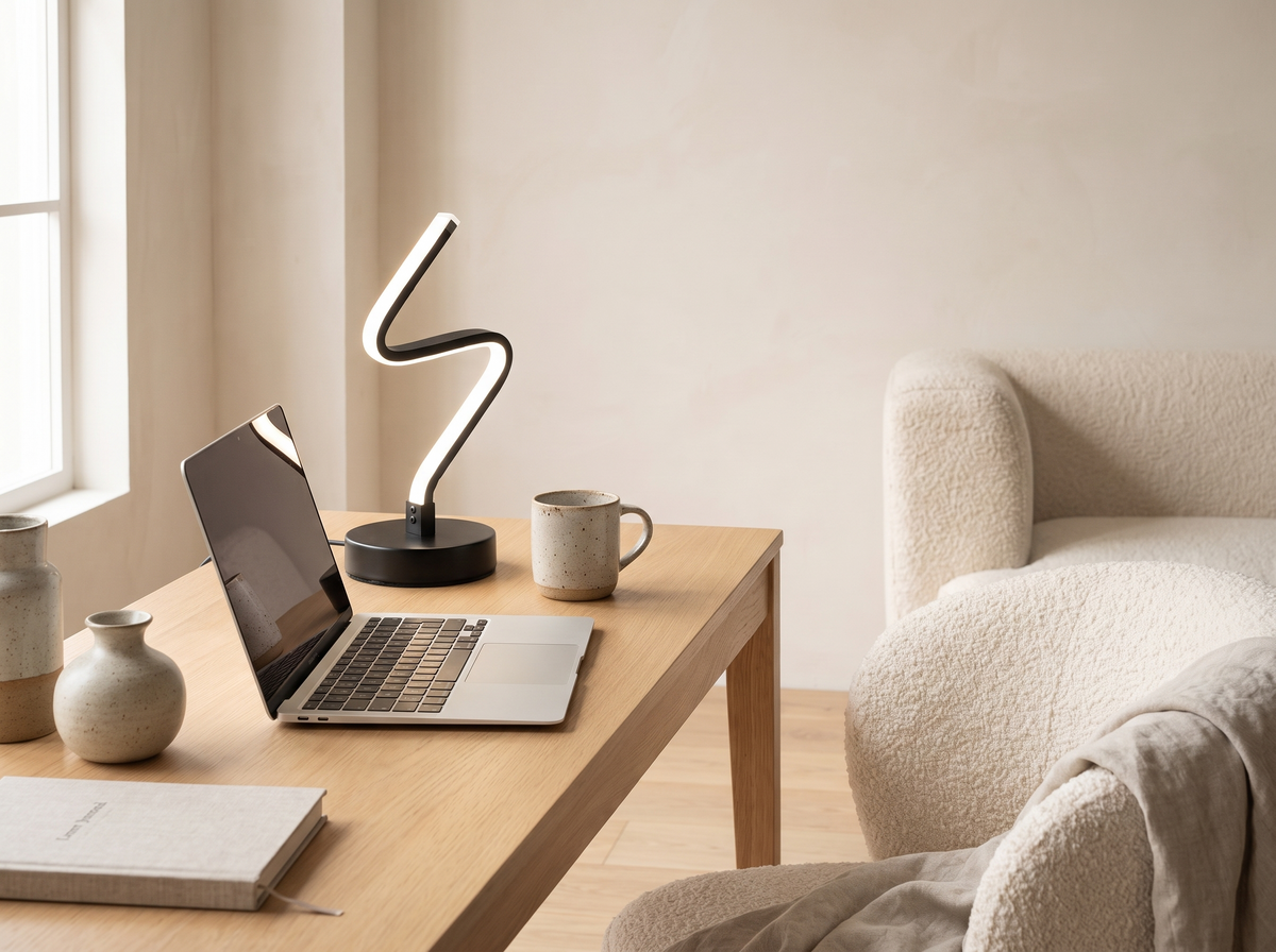 Torin Iron Spiral Bedside Lamp styled in a room