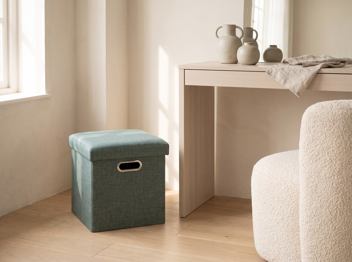 Percy Storage Stool styled in a room