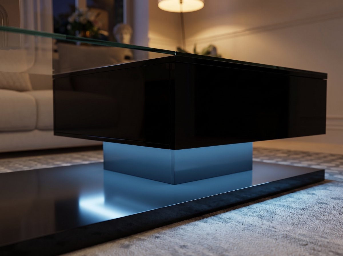 Onyx Glass LED Coffee Table: Light From Below