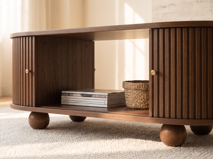 Hollis Fluted Coffee Table: An Open Shelf In The Middle