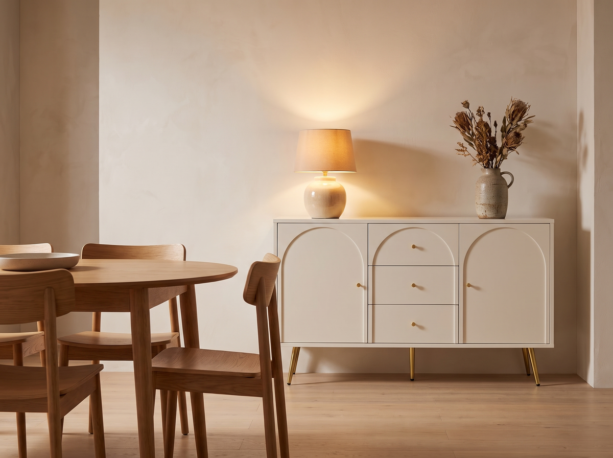 Elodie sideboard in a cosy evening dining room