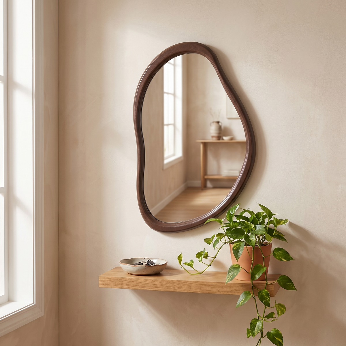 Nils irregular mirror in an entryway