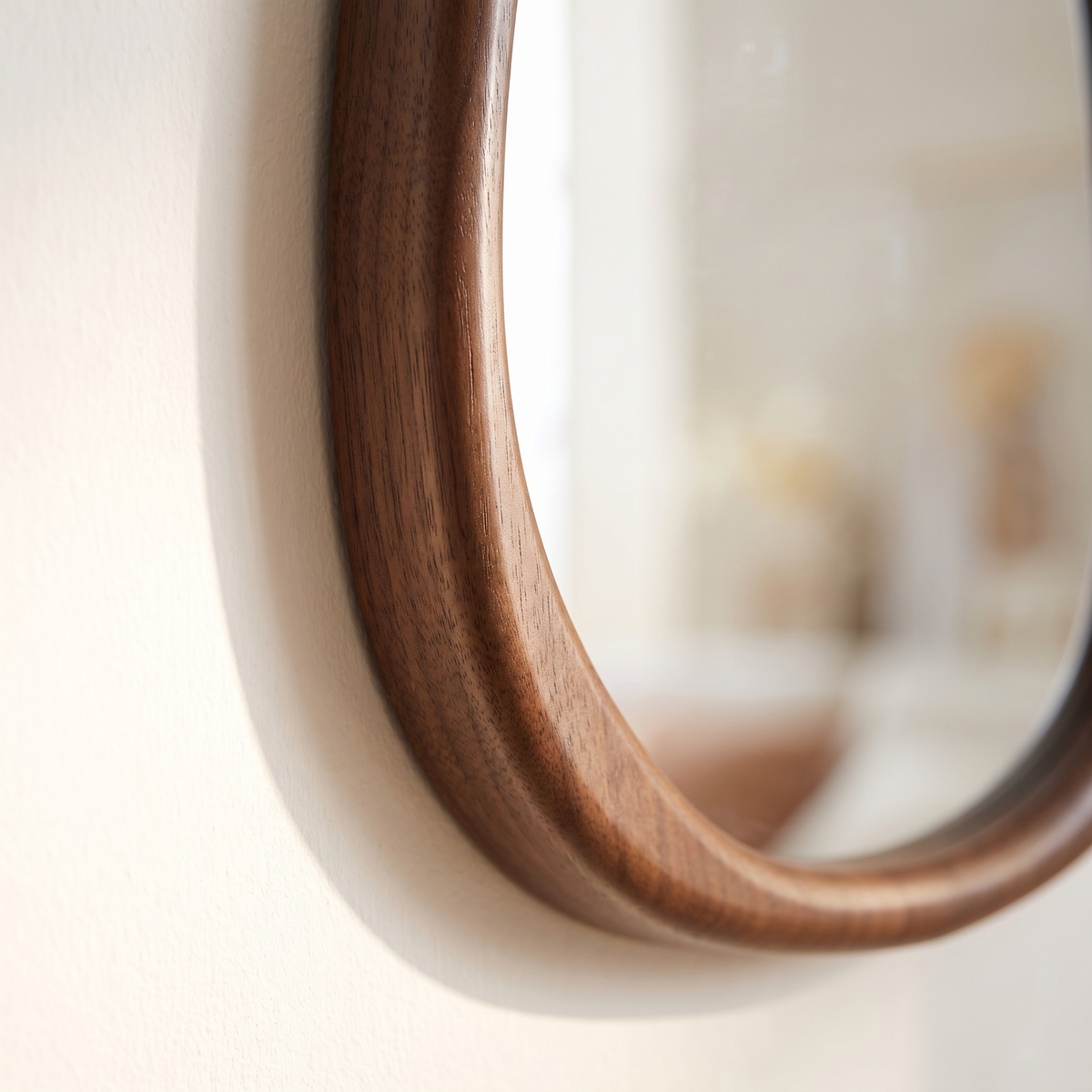 Close up of the rounded wooden frame